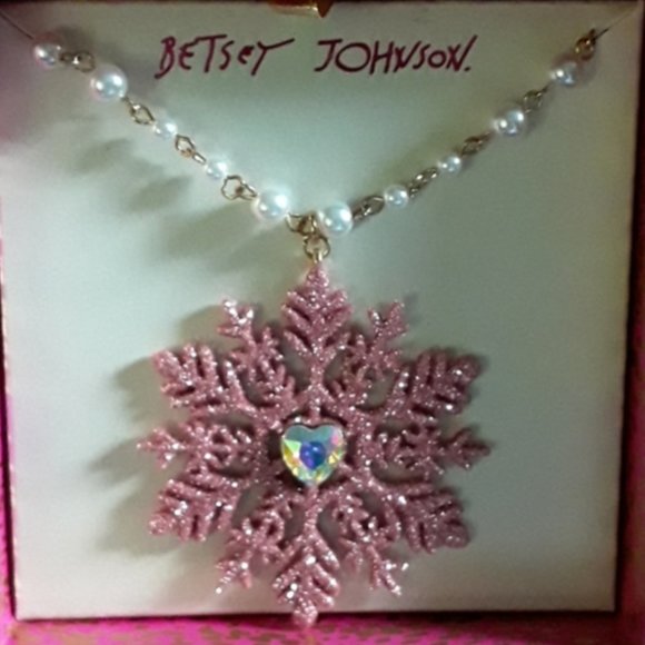 NWT Betsey Johnson SNOWFLAKE NECKLACE - Picture 3 of 7